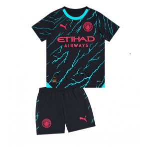 Manchester City Tredje trøje Børn 2023-24 Kort ærmer (+ korte bukser)